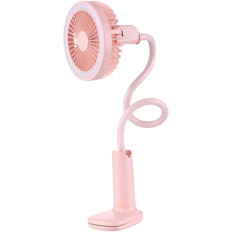 Picture of Desk Bench Chair Baby Crib Stroller Clip on Cooling Fan Gooseneck LED Night Lamp 2200mAH Battery - মিনি ফ্যান-Grey
