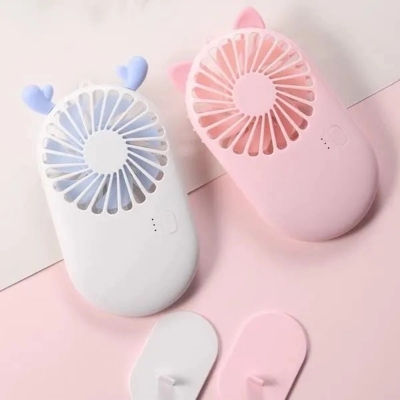 Picture of Plastic Rechargeable Multicolor Portable Pocket Fan, Size  Small - মিনি ফ্যান-White