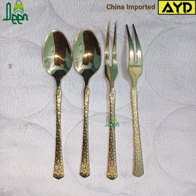Picture of The Deen Shop premium quality spoon 12 cm long spoon golden spoon , Best tableware Tea Spoon 6 pcs tea spoon or 6 pcs fork spoon or 12 pcs Tea and Fork Spoon set (Whichever you order) -Chopsticks