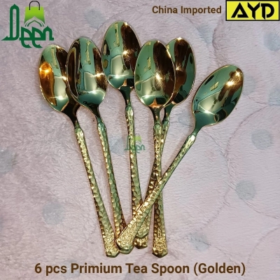Picture of The Deen Shop premium quality spoon 12 cm long spoon golden spoon , Best tableware Tea Spoon 6 pcs tea spoon or 6 pcs fork spoon or 12 pcs Tea and Fork Spoon set (Whichever you order) -Chopsticks