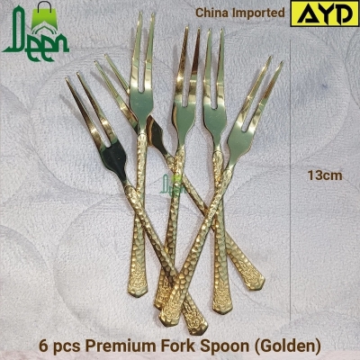 Picture of The Deen Shop premium quality spoon 12 cm long spoon golden spoon , Best tableware Tea Spoon 6 pcs tea spoon or 6 pcs fork spoon or 12 pcs Tea and Fork Spoon set (Whichever you order) -Chopsticks