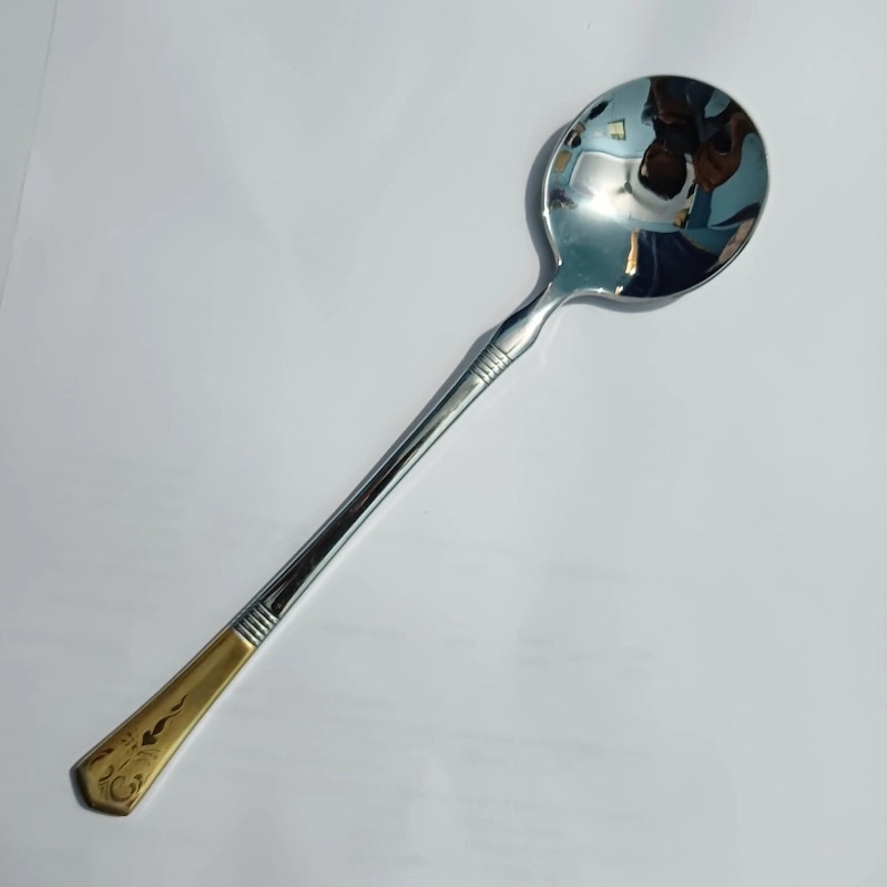 Picture of 6 pcs premium quality Big Size sup spoon 20 cm long Sup spoon golden and Silver spoon , Best tableware Sup Spoon (6 pcs set sup Spoon) -Chopsticks-Silver