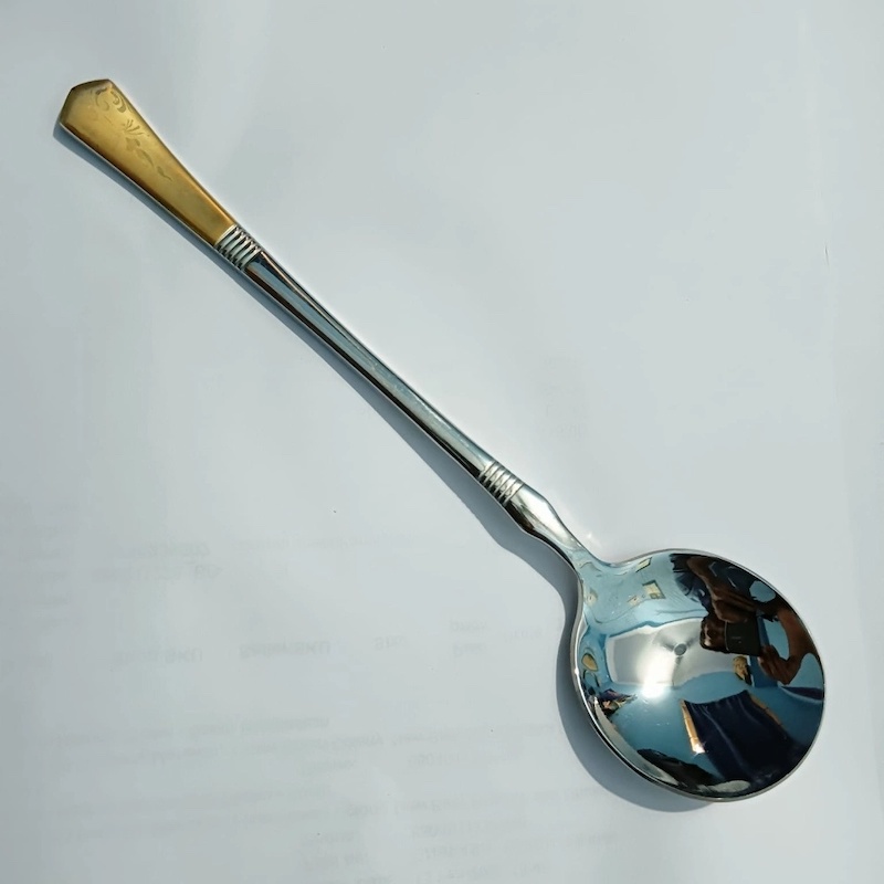Picture of 6 pcs premium quality Big Size sup spoon 20 cm long Sup spoon golden and Silver spoon , Best tableware Sup Spoon (6 pcs set sup Spoon) -Chopsticks-Silver