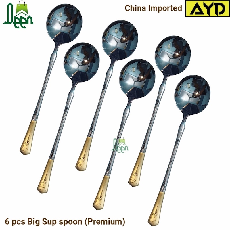 Picture of Big Size Heavy Sup Spoon premium quality Big Size sup spoon 20 cm long Sup spoon golden and Silver spoon , Best tableware Sup Spoon -Chopsticks-Multicolor