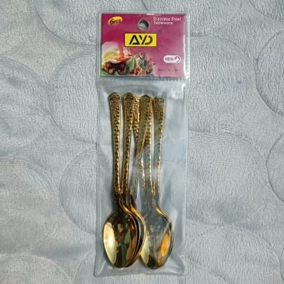 Picture of 6 pcs premium quality Tea spoon 12 cm long tea spoon golden spoon , Best tableware Tea Spoon -Chopsticks-Gold