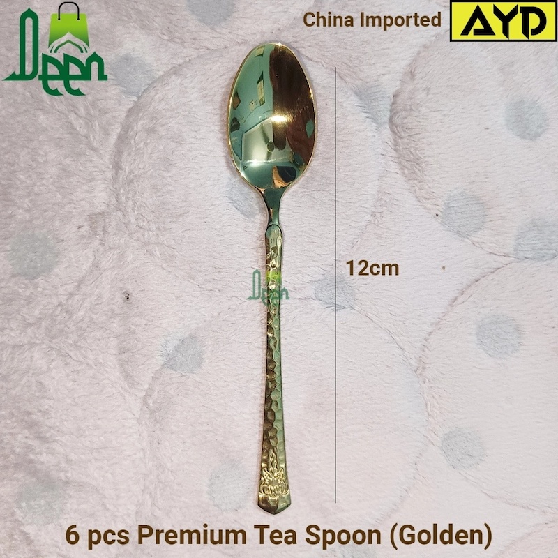 Picture of 6 pcs premium quality Tea spoon 12 cm long tea spoon golden spoon , Best tableware Tea Spoon -Chopsticks-Gold