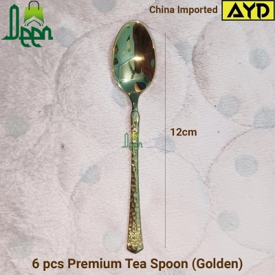 Picture of 6 pcs premium quality Tea spoon 12 cm long tea spoon golden spoon , Best tableware Tea Spoon -Chopsticks-Gold