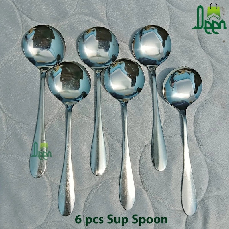 Picture of 6 Pcs Stainless Steel Sup Spoon Nova Blackberry Stainless Steel Sup Spoon For Children - Sup Spoon 15 Cm Long Sup Spoon-Silver