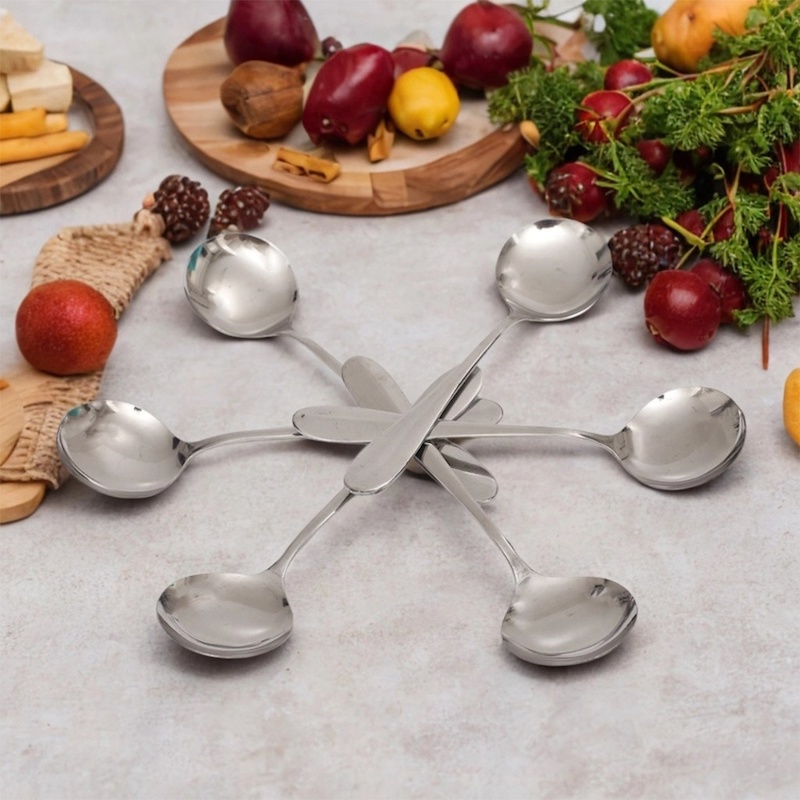 Picture of 6 Pcs Stainless Steel Sup Spoon Nova Blackberry Stainless Steel Sup Spoon For Children - Sup Spoon 15 Cm Long Sup Spoon-Silver