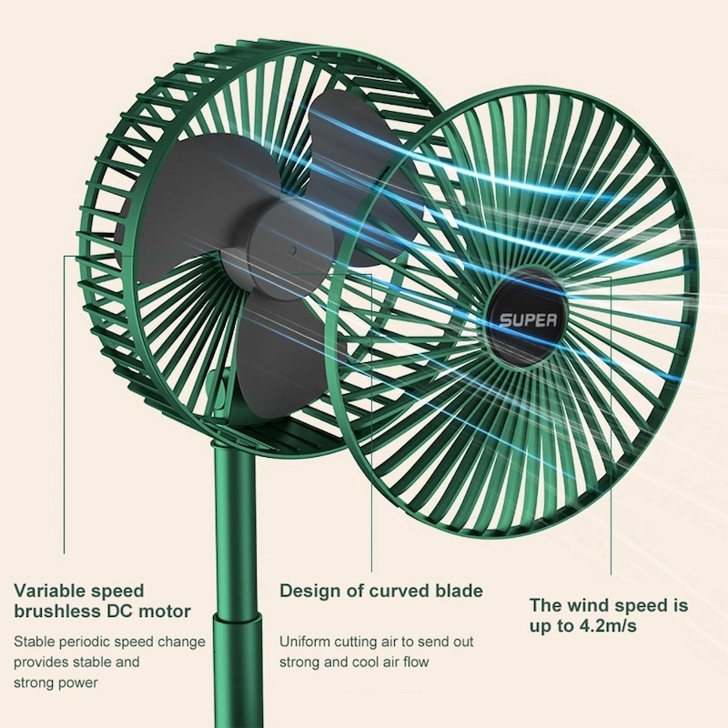 Picture of Mini Folding Fan Kipas Mini USB Portable Fan Rechargeable Fan Kipas Camping Rechargeable Portable Camping Fan - মিনি ফ্যান-Green
