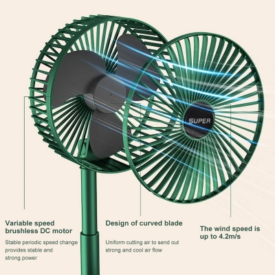 Picture of Mini Folding Fan Kipas Mini USB Portable Fan Rechargeable Fan Kipas Camping Rechargeable Portable Camping Fan - মিনি ফ্যান-Green