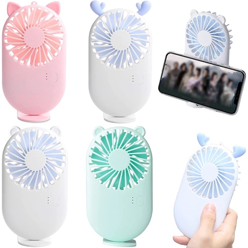 Picture of Homesteading Cute Handheld Pocket Fan Portable Korean Rechargeable USB Handy Mini Fan with Stand-Milticolor