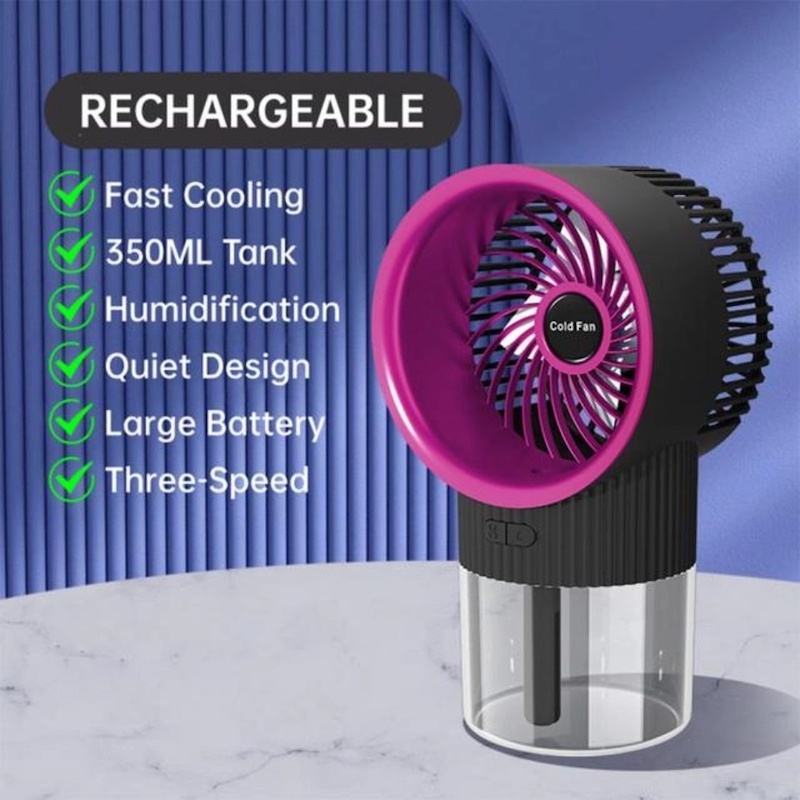 Picture of 1 PCS Cooling Fan Mist Air Conditioner Fan USB Rechargeable Plug In Fan Air Cooler Spray Humidifier Electric Fan For Home Office - মিনি ফ্যান-Multicolor