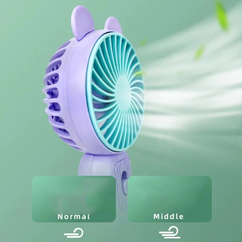 Picture of 1 pcs Cartoon Style Mini rechargeable hand Fan with Light Fan for summer - মিনি ফ্যান-Multicolor