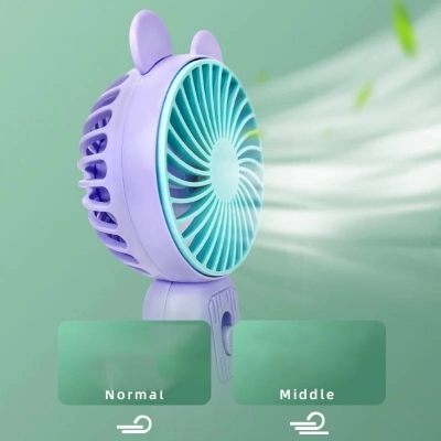 Picture of 1 pcs Cartoon Style Mini rechargeable hand Fan with Light Fan for summer - মিনি ফ্যান-Multicolor
