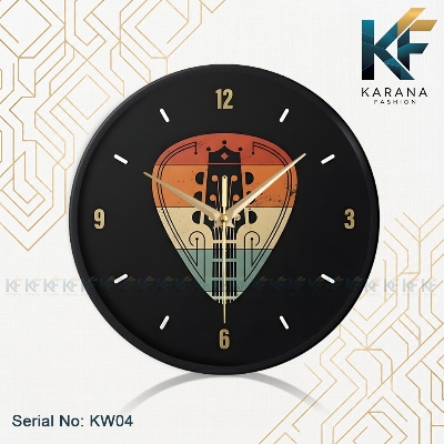 Picture of Karana Fashion (KW04) 12-Inch Vintage Guitar Pick Wall Clock - Retro Music Themed Decor for Home, Studio & Café - Black