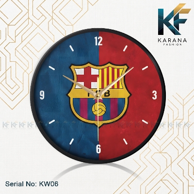 Picture of Karana Fashion (KW06) 12-Inch FC Barcelona Fan Edition Wall Clock - Premium Football Club Themed Décor - Black