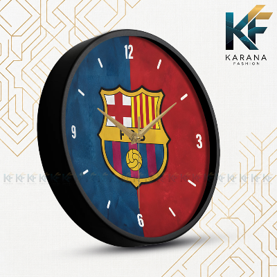 Picture of Karana Fashion (KW06) 12-Inch FC Barcelona Fan Edition Wall Clock - Premium Football Club Themed Décor - Black