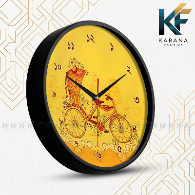 Picture of Karana Fashion (KW09) 12-Inch Rickshaw Art Wall Clock - Traditional Bangladeshi Heritage Décor - Black