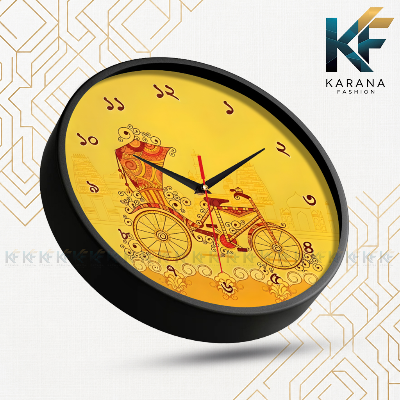Picture of Karana Fashion (KW09) 12-Inch Rickshaw Art Wall Clock - Traditional Bangladeshi Heritage Décor - Black