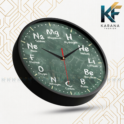 Picture of Karana Fashion (KW21) 12-Inch Periodic Table Science Wall Clock - Educational Chemistry Decor for Classrooms & Labs - Black