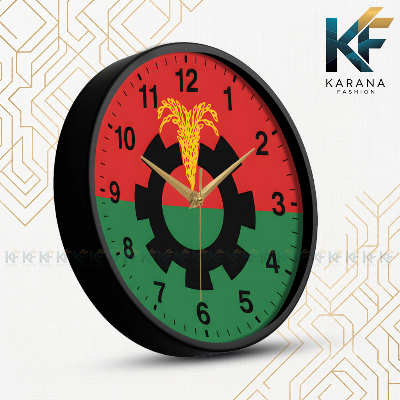 Picture of Karana Fashion (KW23) 12-Inch National Heritage Wall Clock - Patriotic Red & Green Industrial Theme Décor - Black