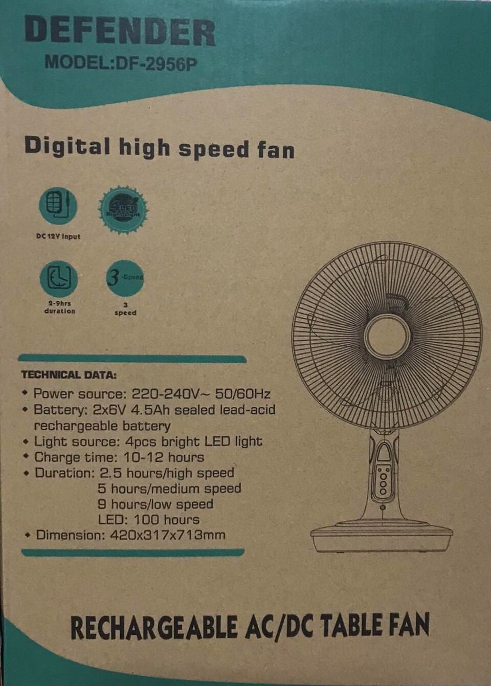 Picture of Rechargeable Fan Defender/Kennede (16") 2956P (Imported) - White