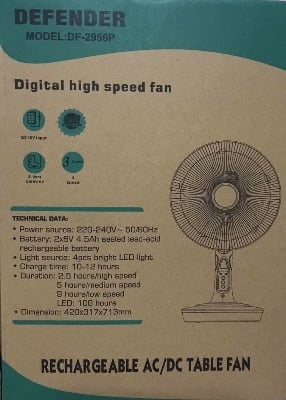Picture of Rechargeable Fan Defender/Kennede (16") 2956P (Imported) - White
