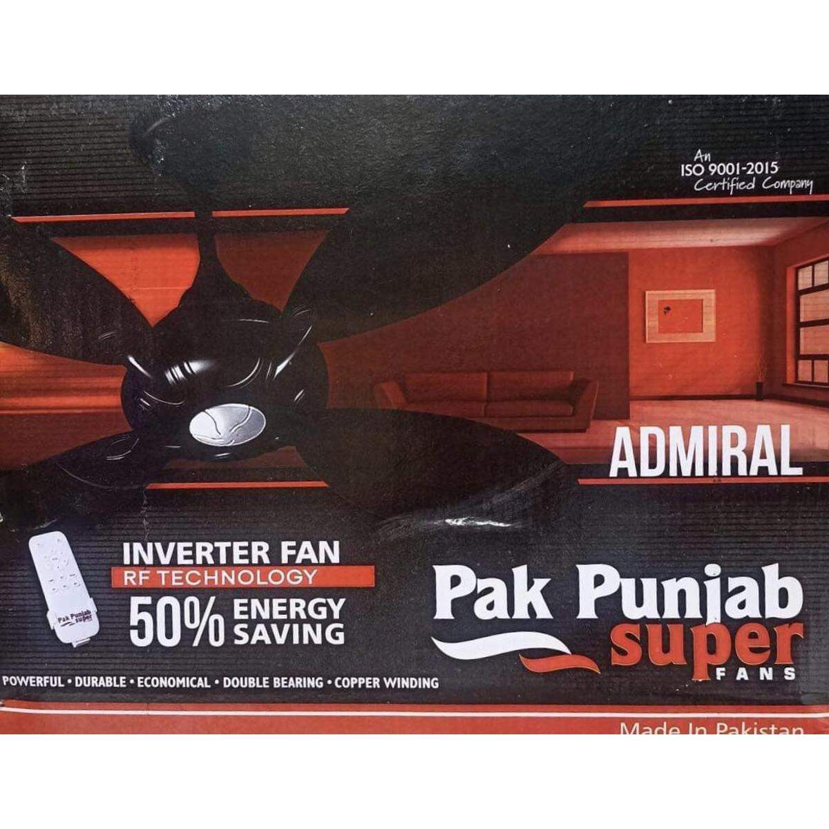 Picture of Pak Punjab Admiral Model 4 Blades Inverter RF Technology Remote Control 56 Inch Ceiling Fan - Made in Pakistan - Black