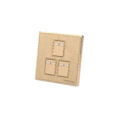 Picture of Super Star Glamour 10A 3 Gang Electrical Wall Switch Three 3Gang - Gold