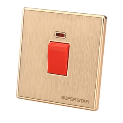 Picture of Super Star Glamour 32A DP Switch with Neon Socket Geyser Electrical Wall Power with Indicator - Gold