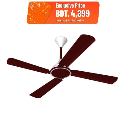 Picture of Conion Signature Ceiling Fan 56" 4 Blades Color Brilliant Marron 07 Years Warranty - Maroon