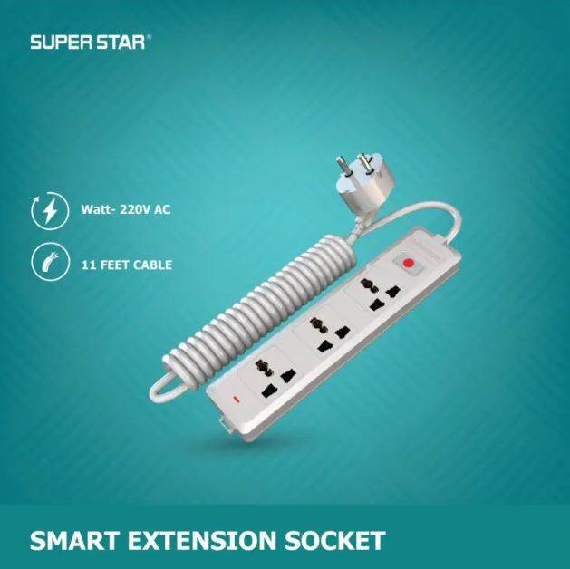Picture of Multi Plug- Super Star (SSG) Smart Extension Socket 2 PIN 3 Socket - White