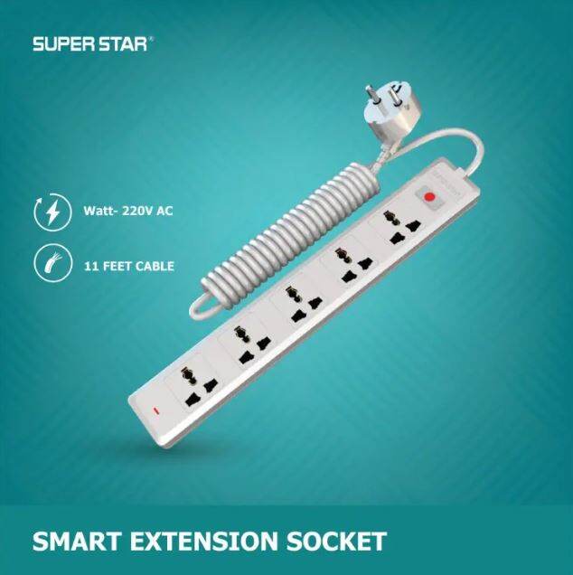 Picture of Super Star Smart Extension Socket 2 PIN 5 Socket - White