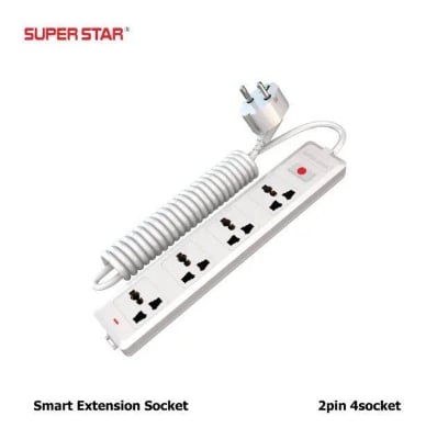 Picture of Multiplug- Super Star Smart Extension Socket 2 PIN 4 Socket - White