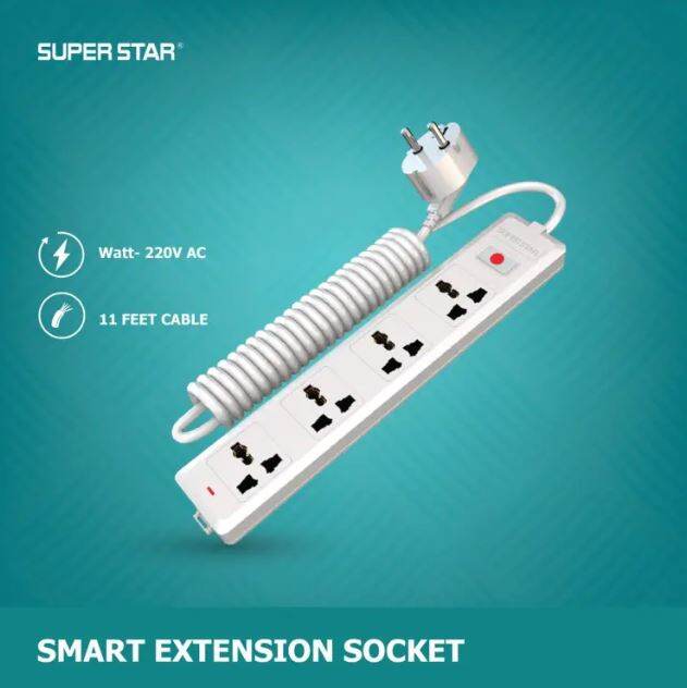 Picture of Multiplug- Super Star Smart Extension Socket 2 PIN 4 Socket - White