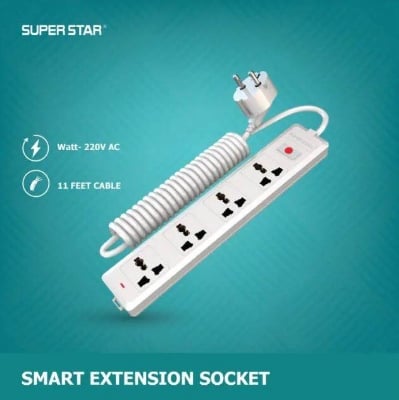 Picture of Multiplug- Super Star Smart Extension Socket 2 PIN 4 Socket - White