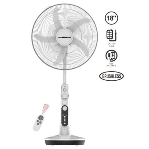 Picture of Defender | Kennedi (NH-5998HR) 18 inch AC/DC Full stand Remote Control Rechargeable fan - White