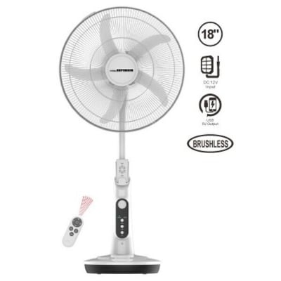 Picture of Defender | Kennedi (NH-5998HR) 18 inch AC/DC Full stand Remote Control Rechargeable fan - White