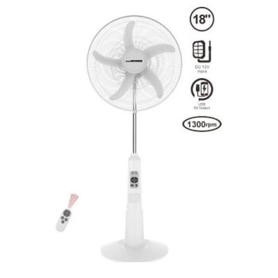Picture of Defender | Kennedi (NH-5918HR) 18 inch AC/DC Full stand Remote Control Rechargeable fan - White