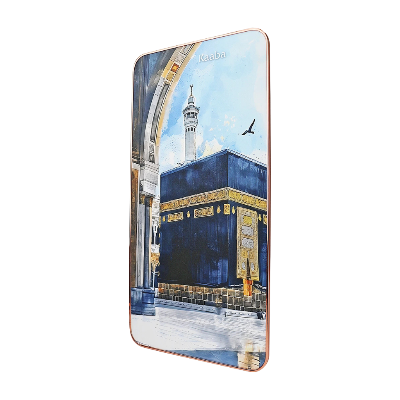 Picture of Kaaba Islamic Wall Art Frame | Makkah Watercolor Kaaba Poster Premium Islamic Home Decor | Masjid Al Haram Kaaba Artwork-Multicolor