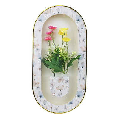 Picture of 3D Floral wall decor with premium golden border and artificial flowers. Perfect for home & office decoration-Multicolor