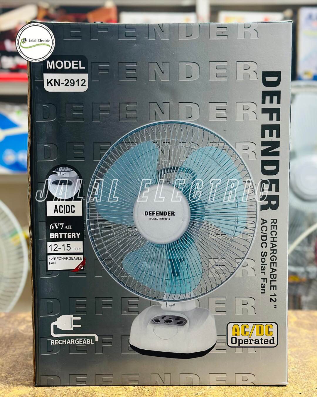 Picture of Defender Rechargeable Fan (12") 2912-7.0Ah bettery (High Quality Imported) - Multicolor