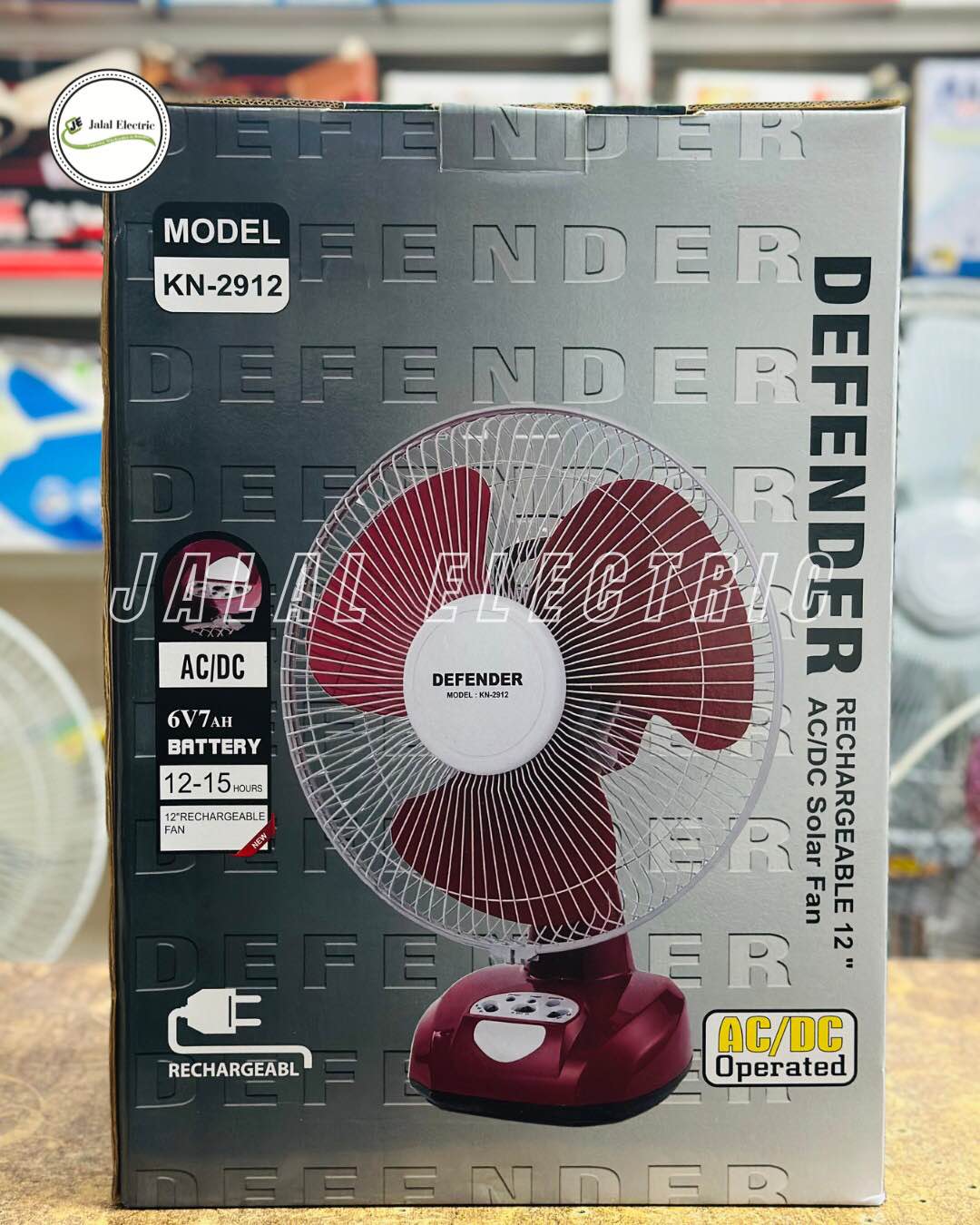 Picture of Defender Rechargeable Fan (12") 2912-7.0Ah bettery (High Quality Imported) - Multicolor