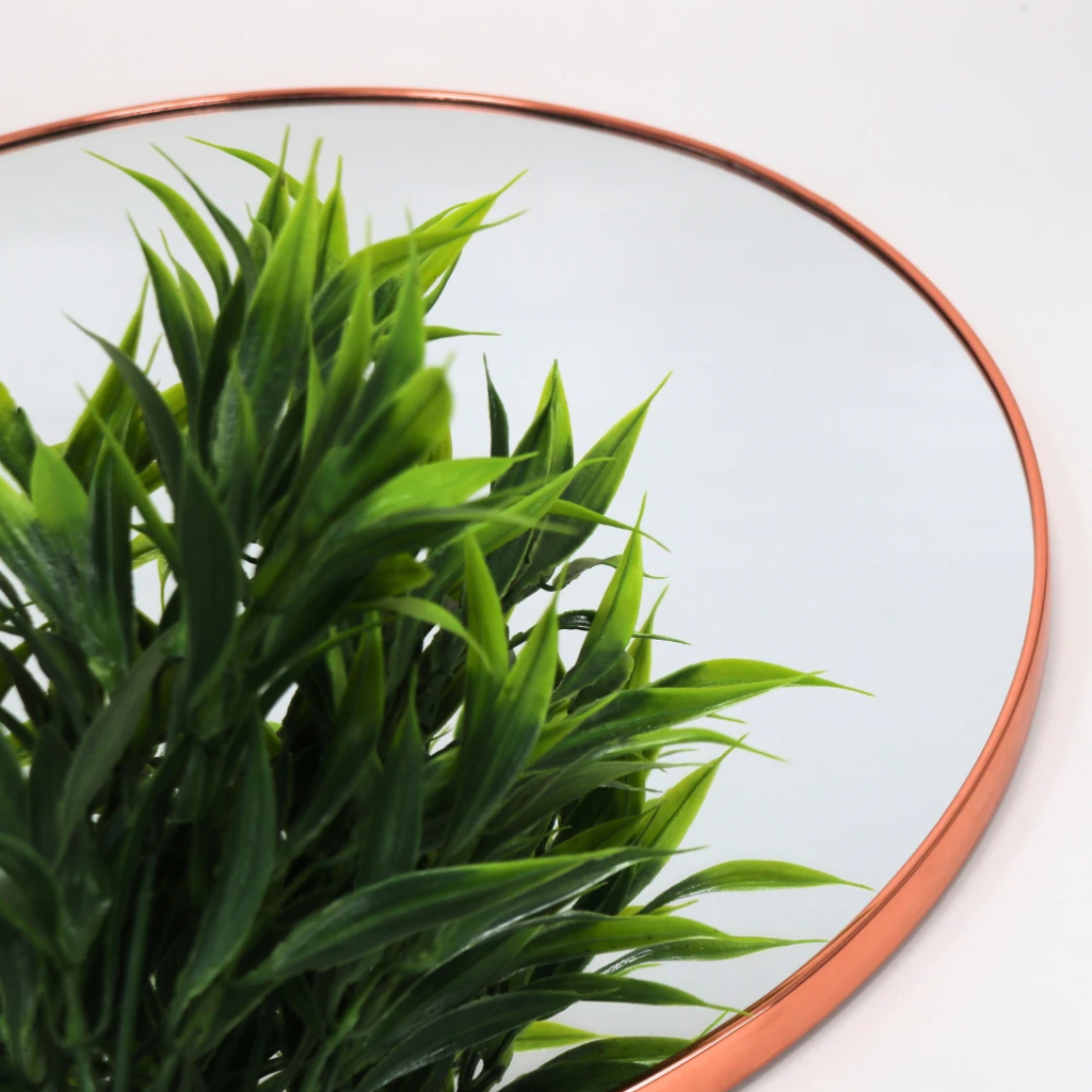 Picture of Fluid Mirror 15′ Crystal Round Bathroom Mirror Rose Gold Border for Over Sink, Decorative Circle Mirrors for Living Room, Bedroom-Rose Gold