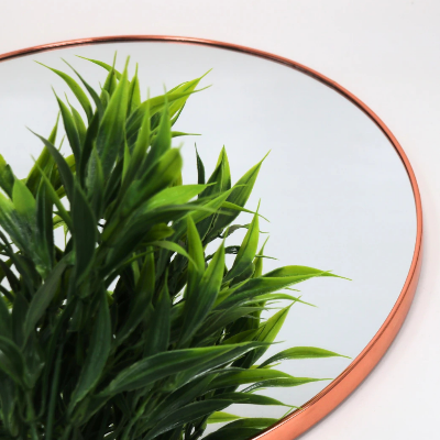 Picture of Fluid Mirror 15′ Crystal Round Bathroom Mirror Rose Gold Border for Over Sink, Decorative Circle Mirrors for Living Room, Bedroom-Rose Gold