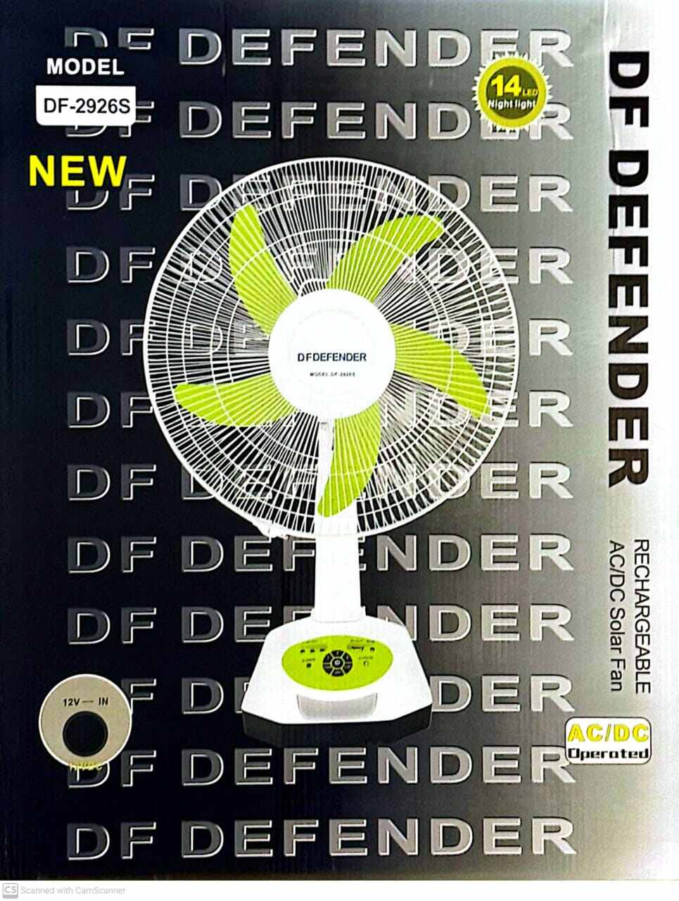 Picture of Defender Rechargeable Fan DF-2926S 16" (Made In China) - Multicolor