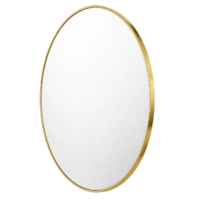 Picture of Fluid Mirror 15′ Crystal Round Bathroom Mirror Golden Border for Over Sink, Decorative Circle Mirrors for Living Room, Bedroom-Gold