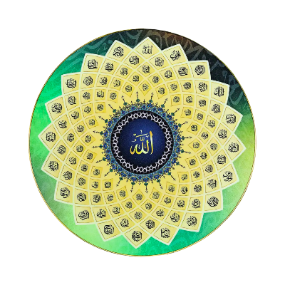 Picture of Asma-Ul-Husna | 99 names of Allah | Round wall hanging hook-Multicolor