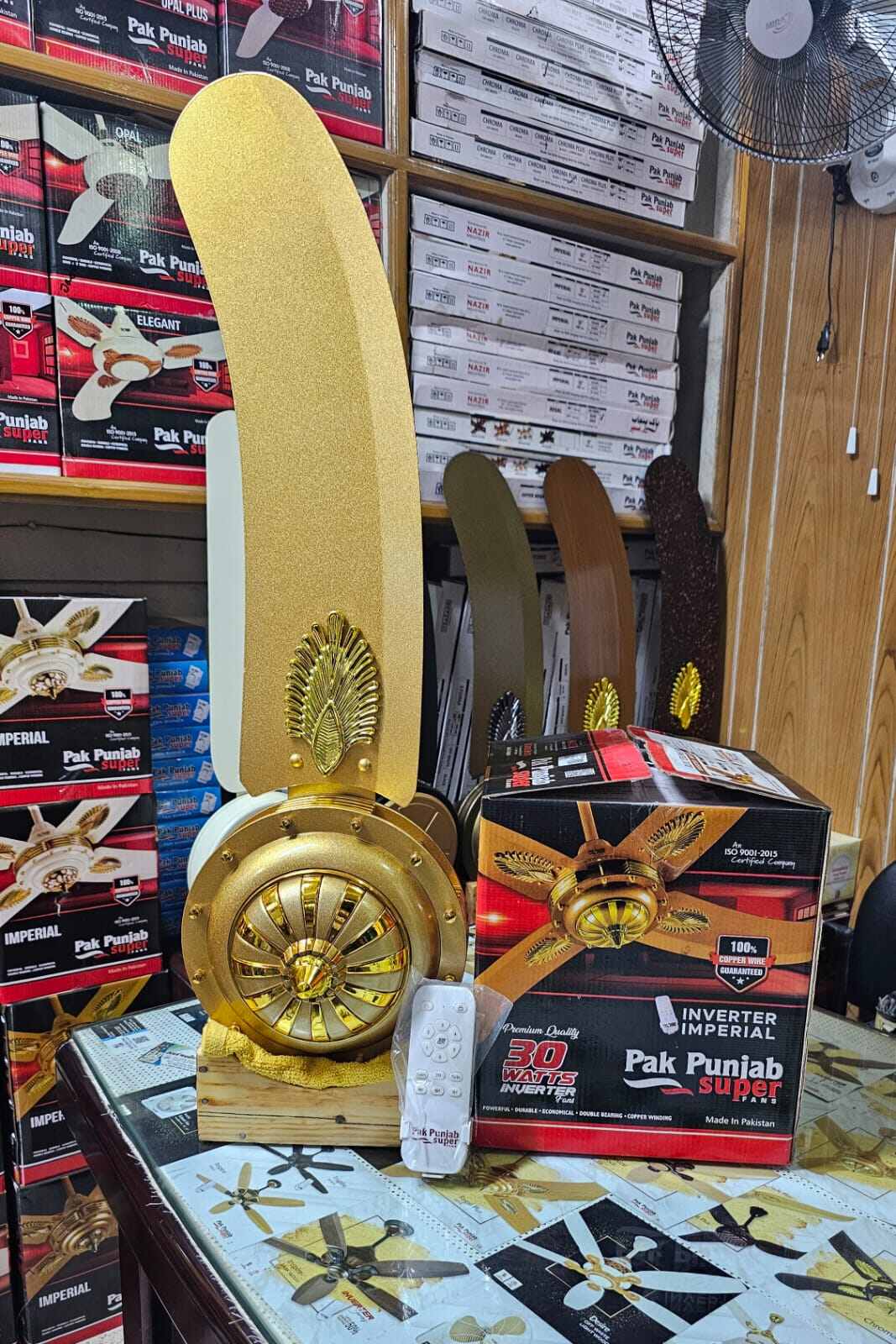 Picture of Pak Punjab Imperial Model 56 Inch Remote Control Inverter Ceiling Fan - Gold